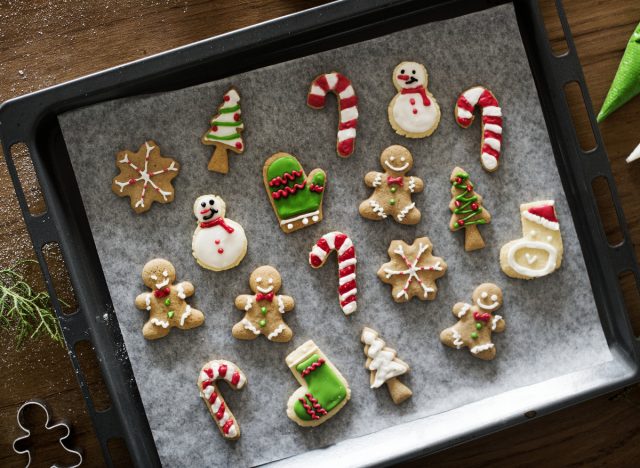 christmas cookies on baking tray
