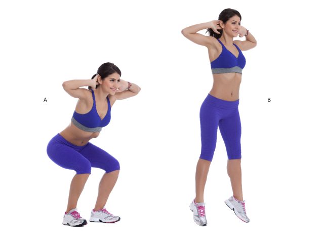 jump squats demonstration to get rid of your gut