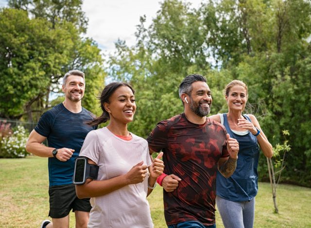 middle-aged fitness group of runners