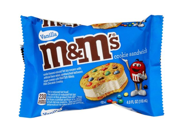 m&m cookie ice cream sandwich