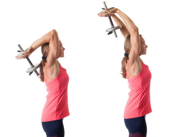 At-home upper arm stretch for flabby triceps