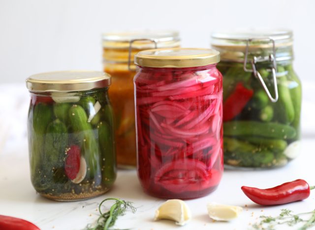 pickled onions and cucumbers