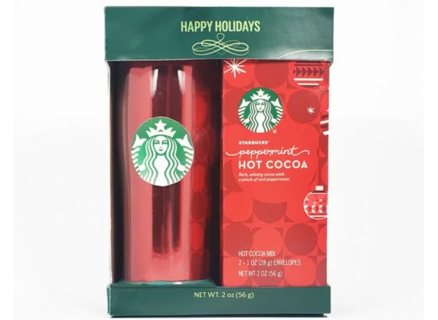 starbucks acrylic travel mug peppermint cocoa gift set