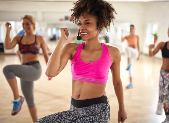 fitness instructor with headset