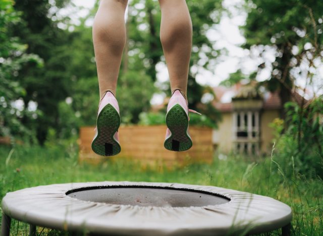 woman jumping on mini trampoline