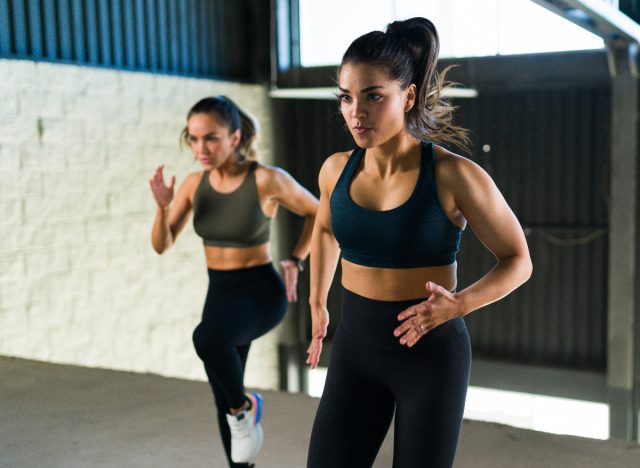 women performing HIIT interval training