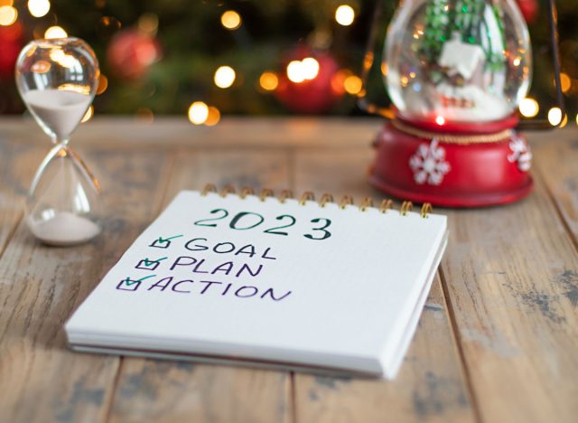 2023 goal, plan, and action on notepad