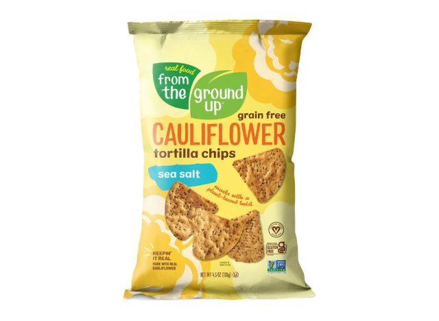 bag of cauliflower chips on a white background