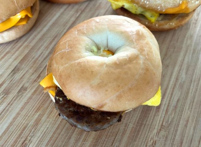 Mcdonalds bagel sandwich steak