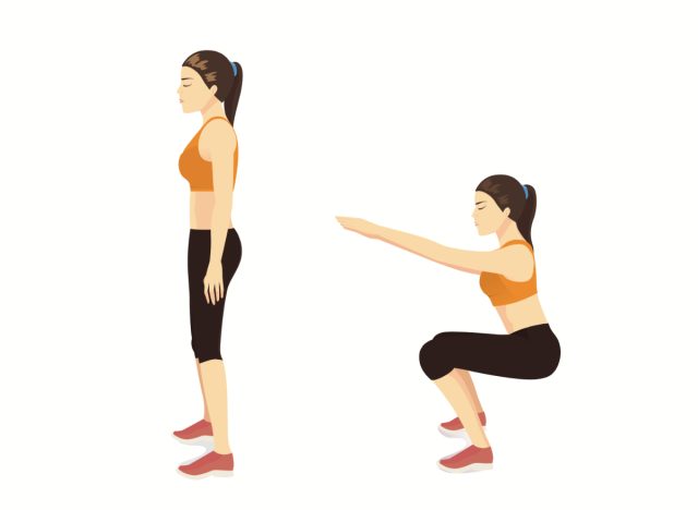 illustration of bodyweight squats exercises to build muscle