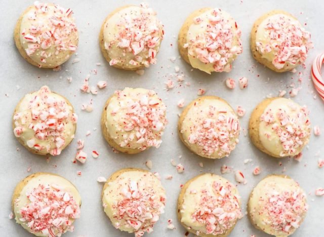 candy cane snowball cookies