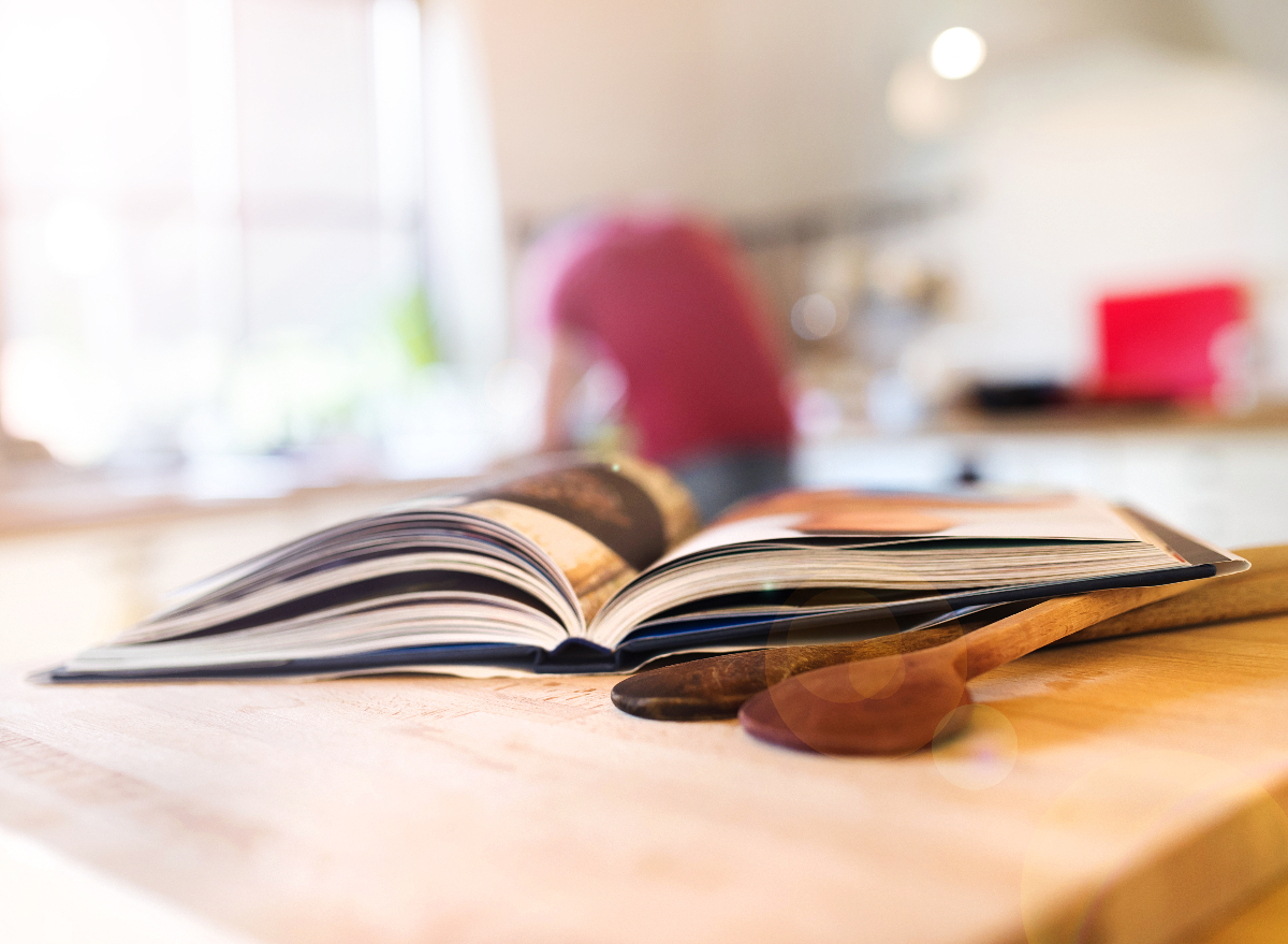 cookbook on kitchen table