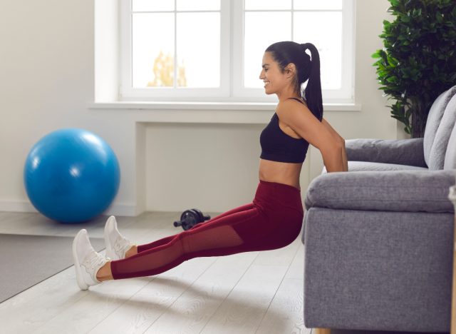 couch dips exercise to get rid of holiday weight gain