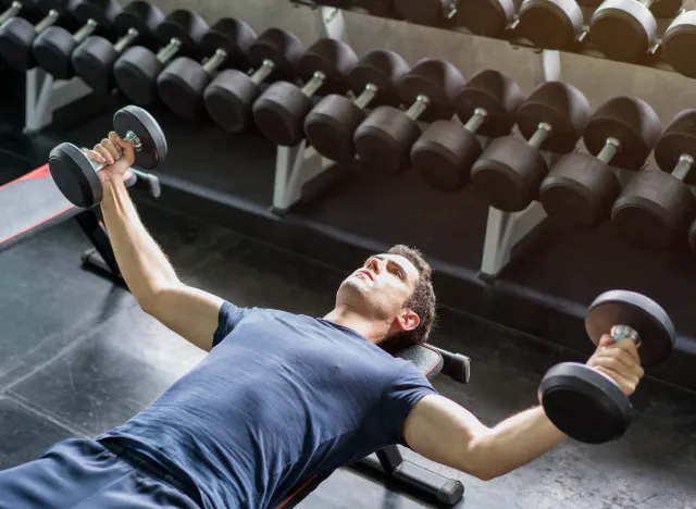 dumbbell chest fly to eliminate man boobs