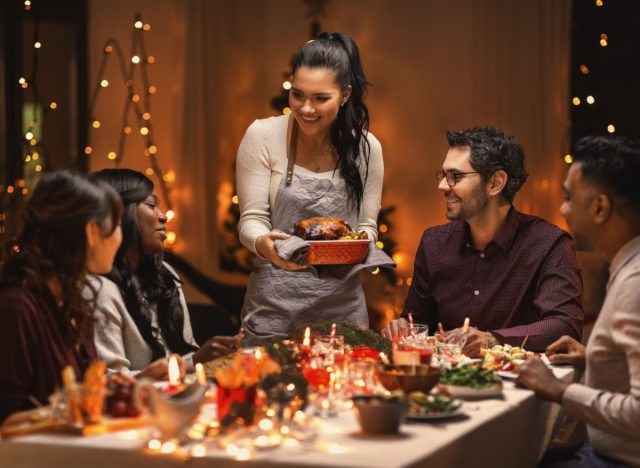 friends eating holiday dinner