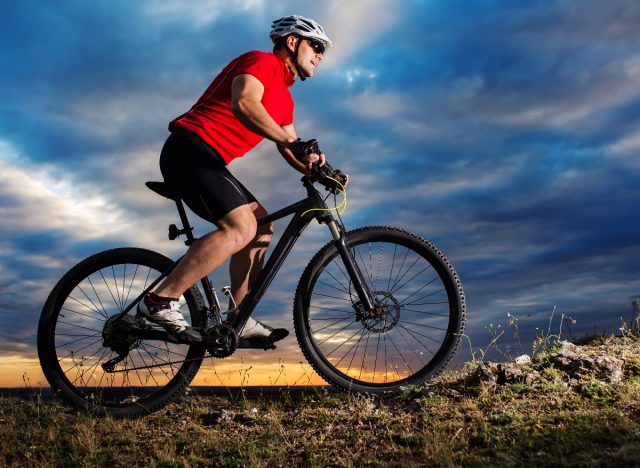 middle-aged mountain biker