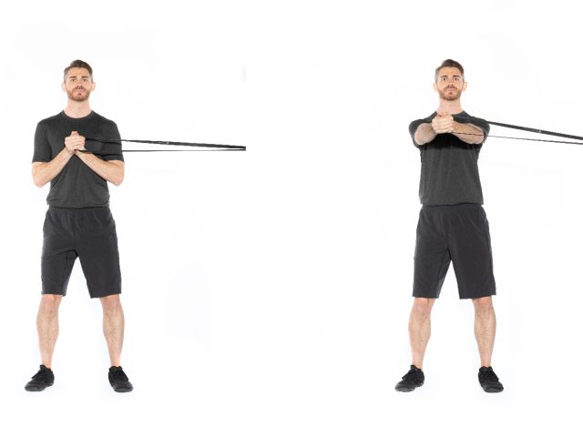 Pallof press exercise demonstration, resistance band exercises