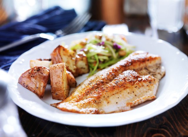 Seared Tilapia with Asian Slaw and Roasted Potatoes