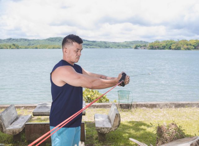 resistance band chop exercises for a fitter body after 30