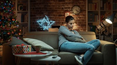 sad woman having a lonely Christmas