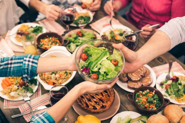 family eating a healthy holiday meal