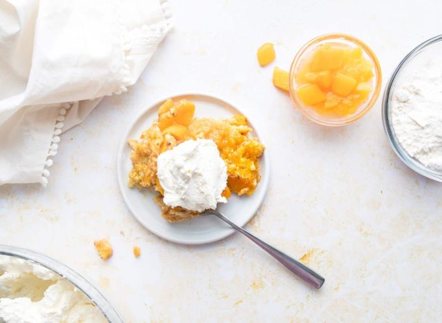 small peach cobbler with cake mix