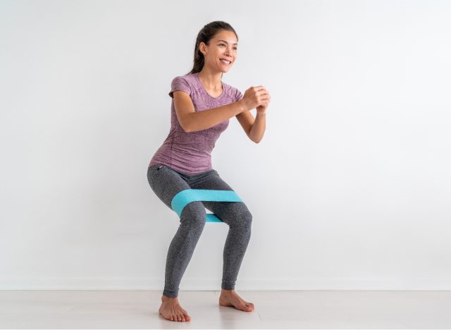 sumo resistance band walks exercises for a round butt