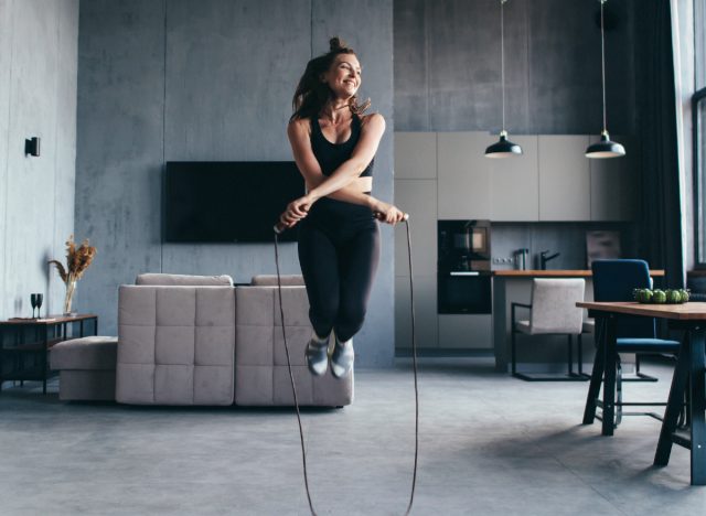 woman jumping rope at-home cardio workouts
