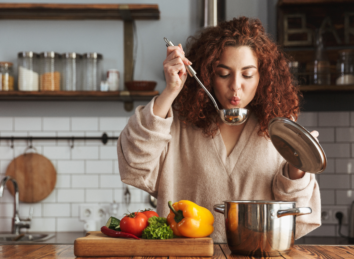 woman preparing healthy weight loss meal, light dinner ideas at home