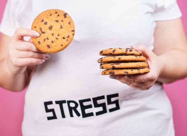 woman stress eating concept