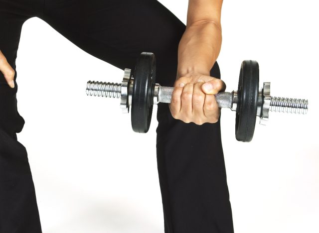 close-up wrist curl exercise in arm workout