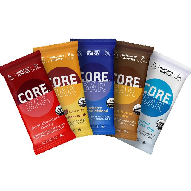 CORE Organic Refrigerated Plant-Based Protein Bars – Low Sugar, High Fiber Bars with Probiotics
