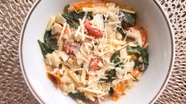 Boursin cheesy pasta in a bowl