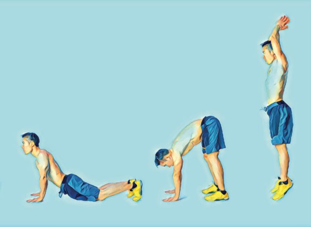 illustration of man doing burpees