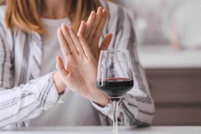 cut back on alcohol, say no to wine concept
