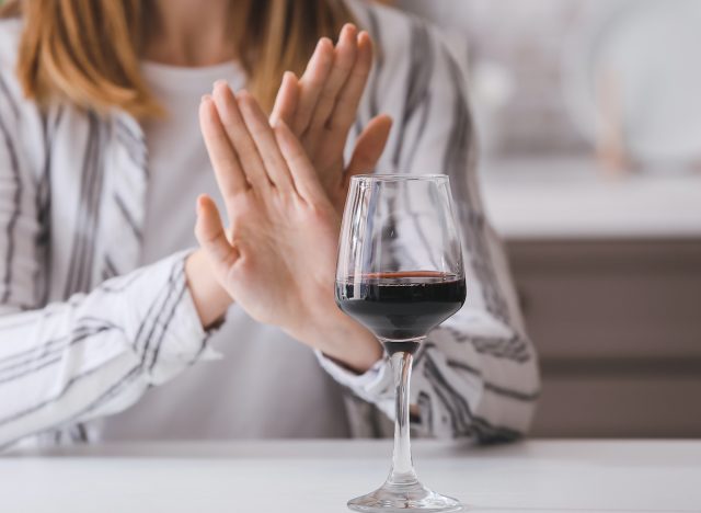 cut back on alcohol, say no to wine concept