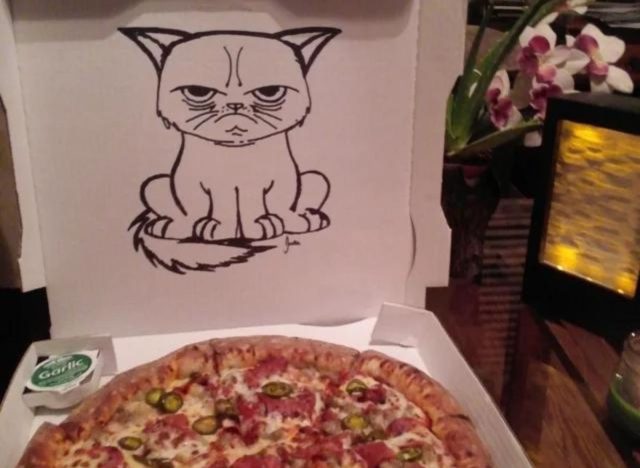 drawing on a pizza box