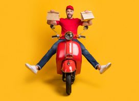 funny food delivery man