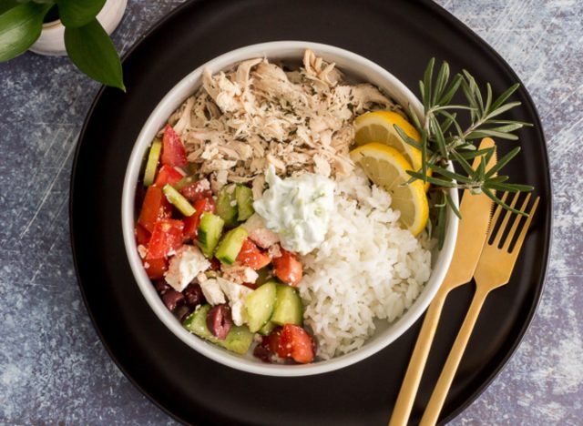 greek chicken and rice bowls
