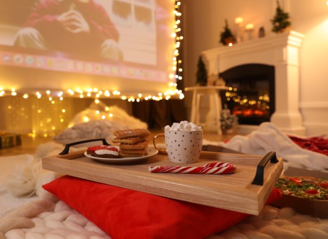 holiday Christmas living room floor carpet picnic