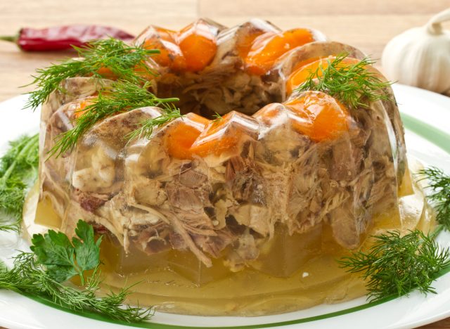 jello with meat and vegetables