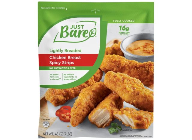 just bare lightly breaded chicken breast spicy strip