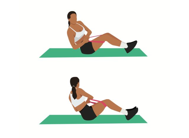 illustration of resistance band Russian twist exercise