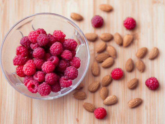 almonds and raspberries