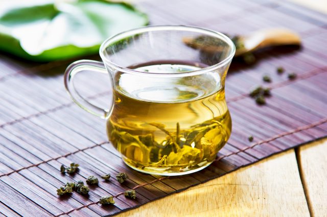 Oolong tea in a glass mug