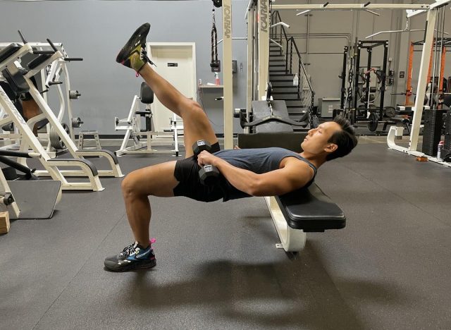 single-leg dumbbell hip thrust