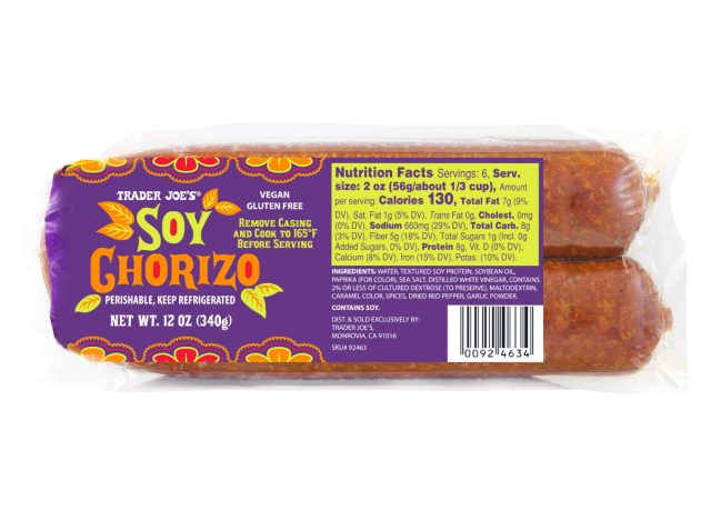 trader joe's soy chorizo