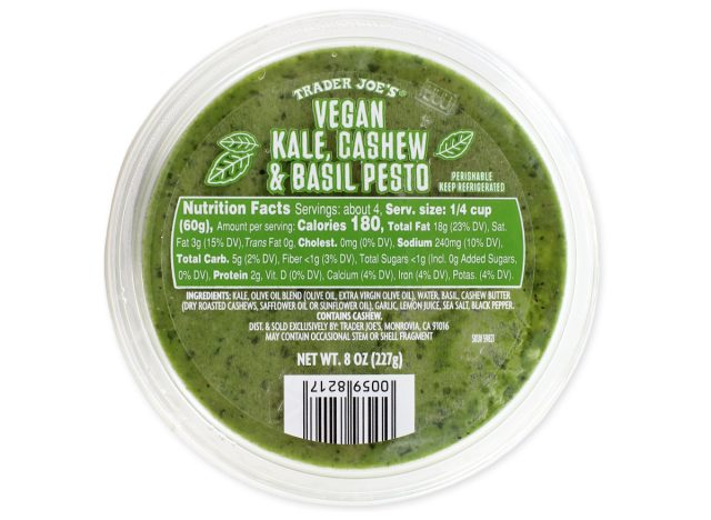 trader joe's vegan kale, cashew, and basil pesto