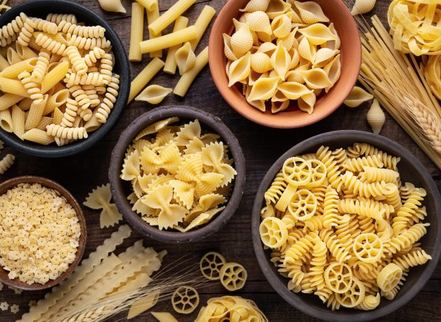 various shapes of pasta
