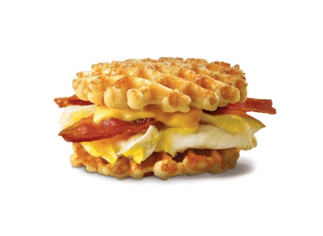 White Castle breakfast waffle slider